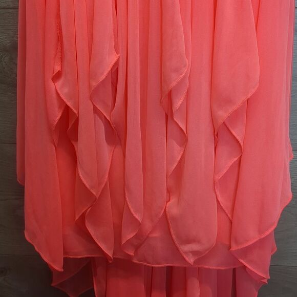 My Michelle Strapless Neon Coral Prom Dress Juniors Size 3 - Picture 4 of 10